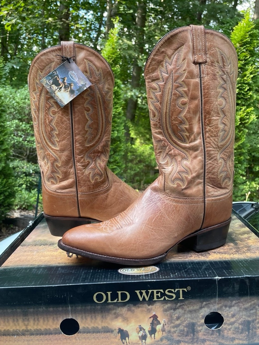 New Old West Men’s Leather Western Cowboy Boots Size 11.5 D